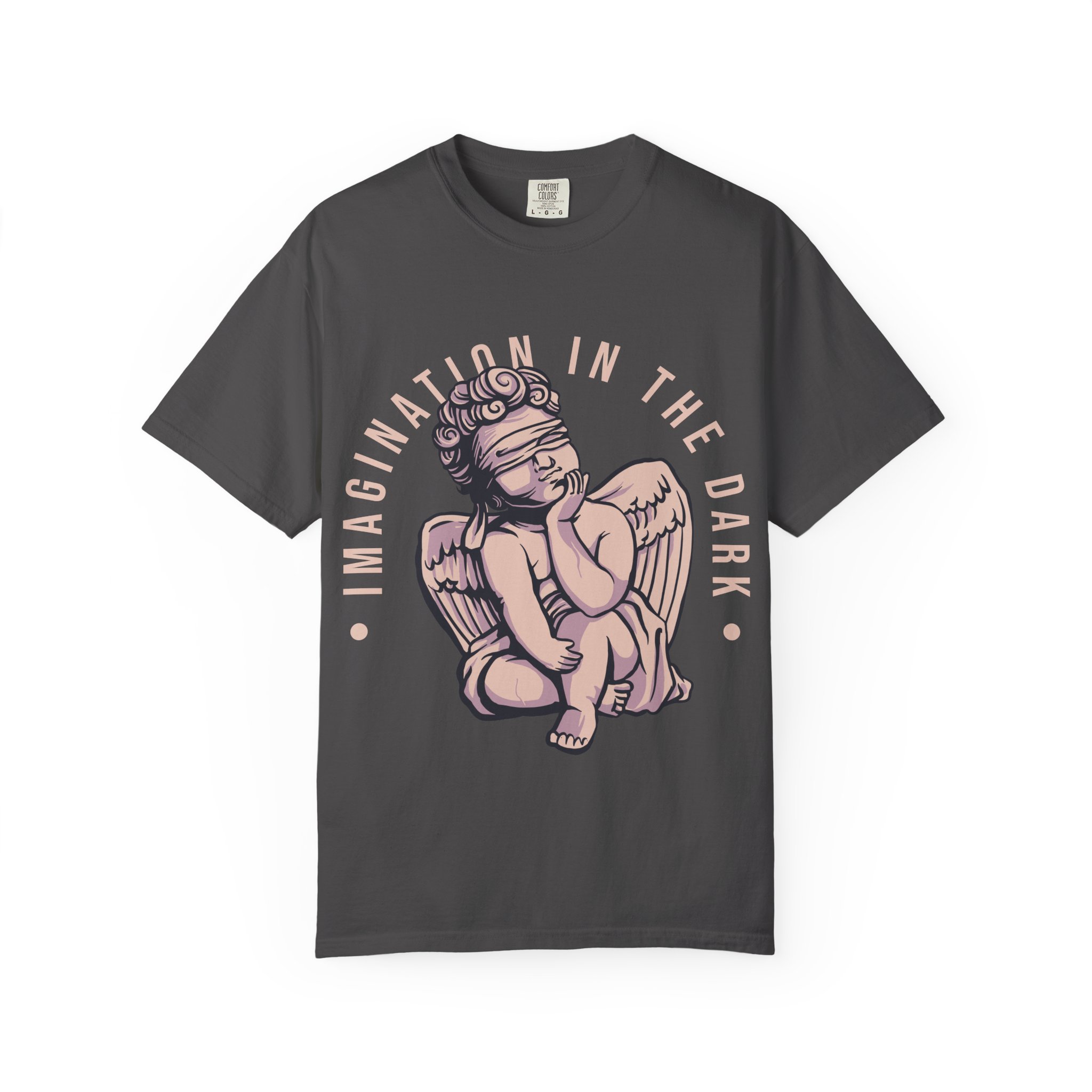 12291685923270863533_2048.jpeg Sleeping Cherub 'Imagination in the Dark' T-shirt | Angel Graphic Tee - Image 1