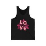 LOVE Floral Tank Top — Romantic Pink Flower Graphic Summer Tank