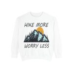 Hike More Worry Less Sweatshirt | Mountain Sunset Outdoor Graphic