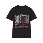 Boston Vintage Graphic T-Shirt | Massachusetts City Tee, Red Accent