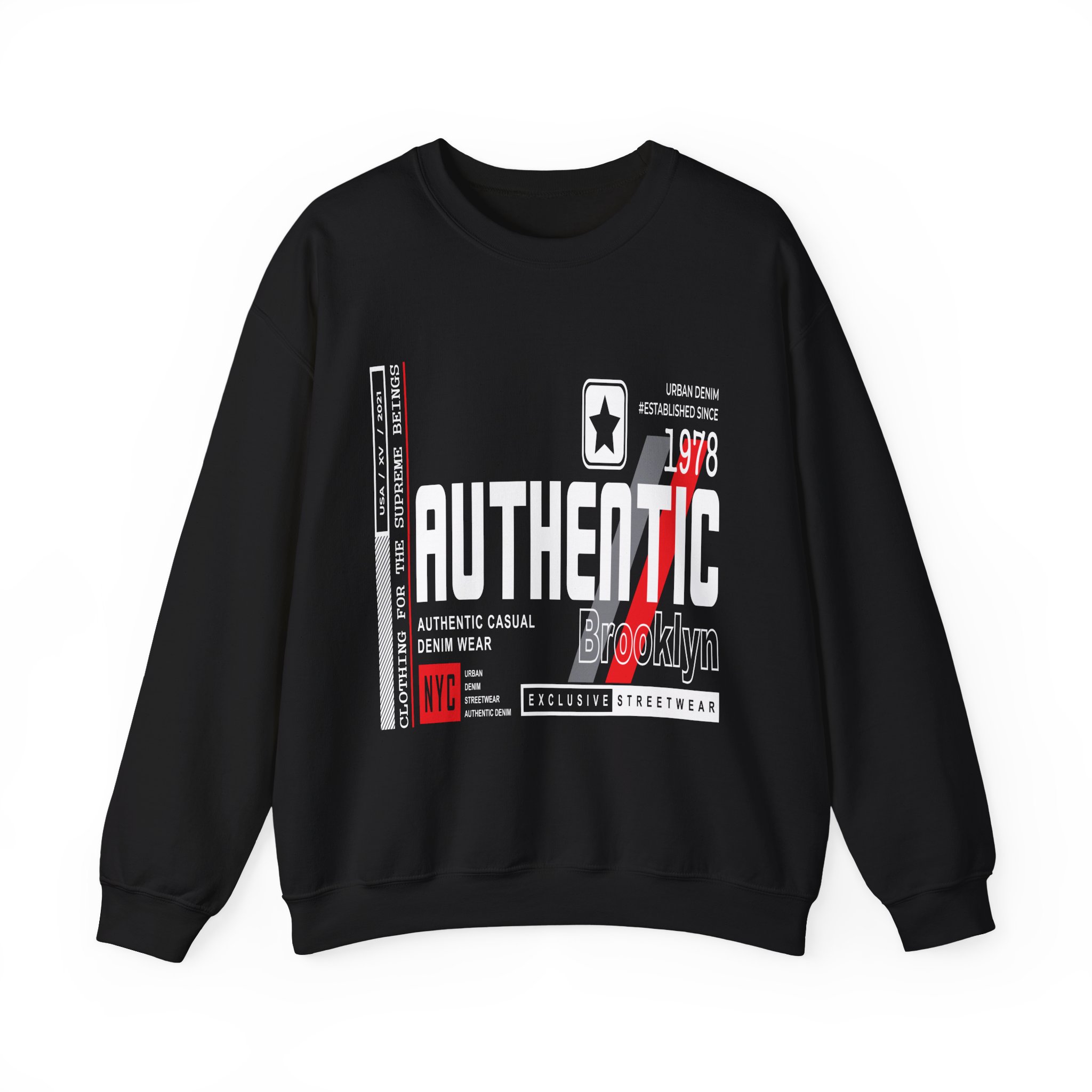 5916026488654056349_2048.jpeg Authentic Brooklyn 1978 Sweatshirt | Retro Streetwear Graphic - Image 1