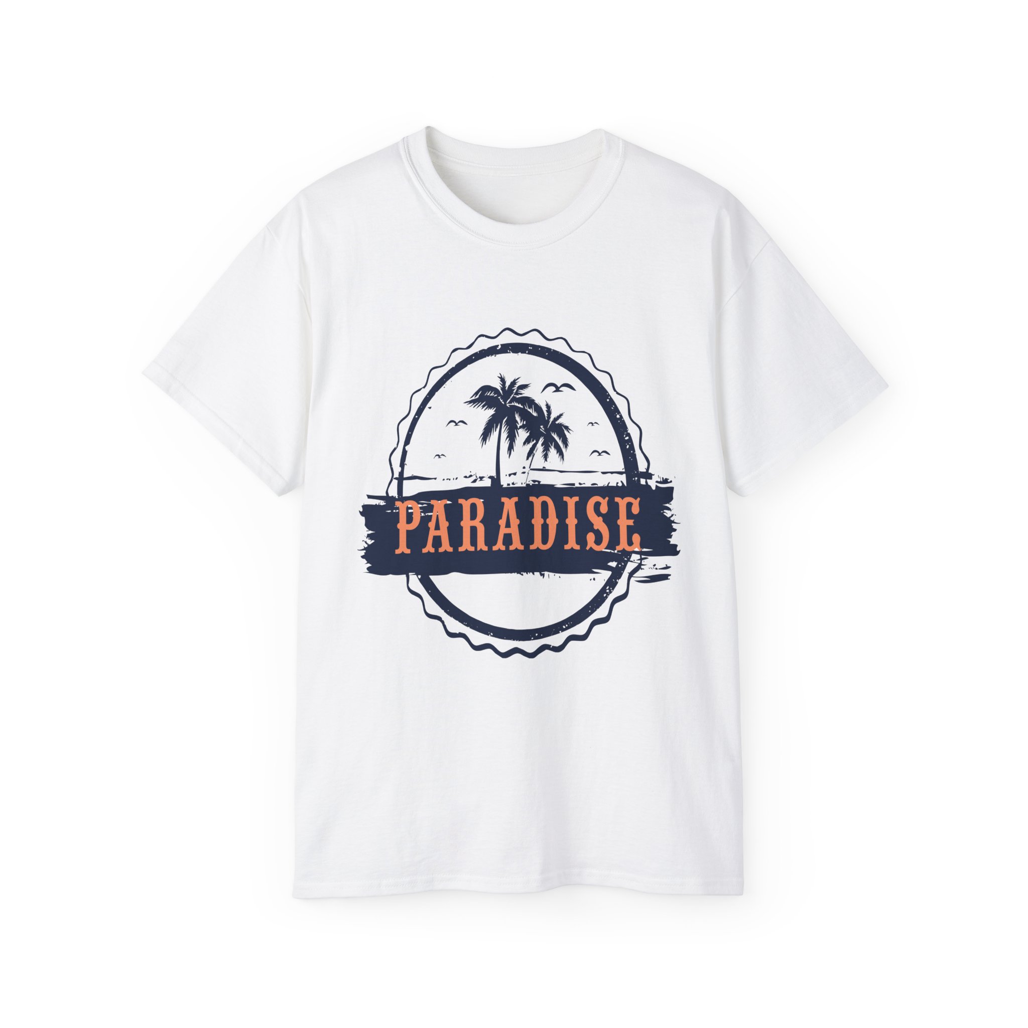 9839169451314958326_2048.jpeg Paradise Palm Badge Tee | Tropical Beach Logo Shirt - Image 1